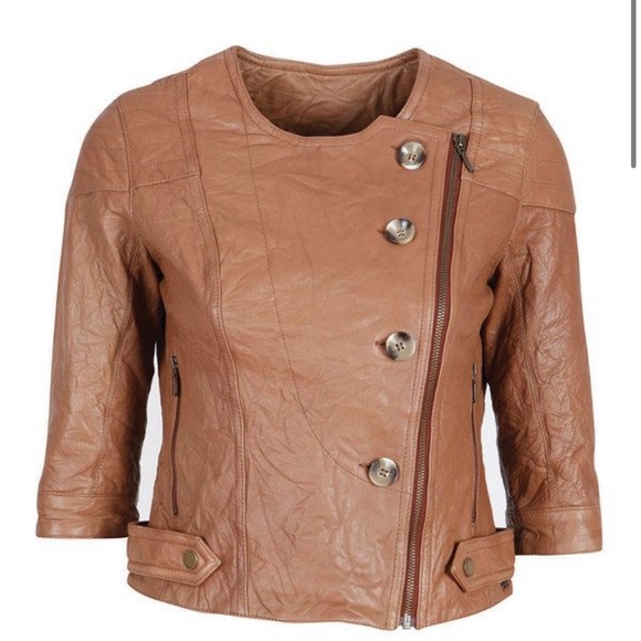 Emu Australia Isla Gorge Leather Jacket in Oak - Picture 1 of 10